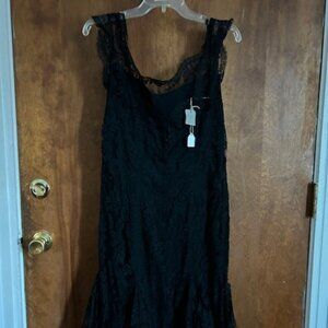Womens knee length black lace dress -size 14